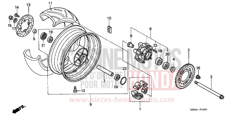 HINTERRAD von VTR "FireStorm" PEARL FLASH YELLOW (Y163P) von 2000